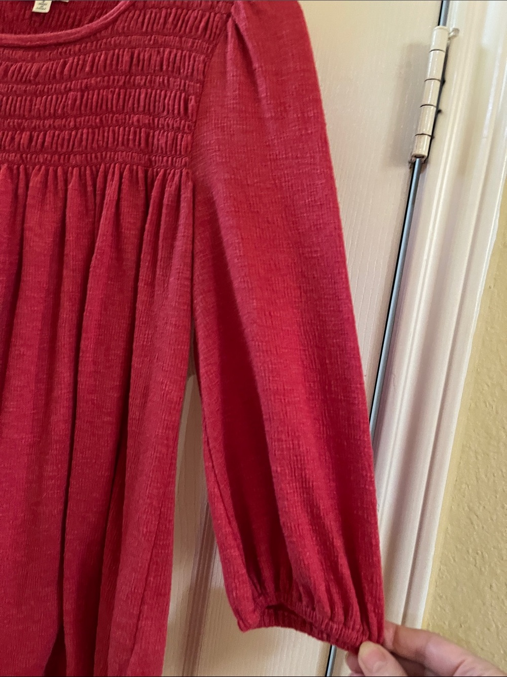 Max Studio Raspberry Smocked Yoke Peasant Top - Picture 5 of 13